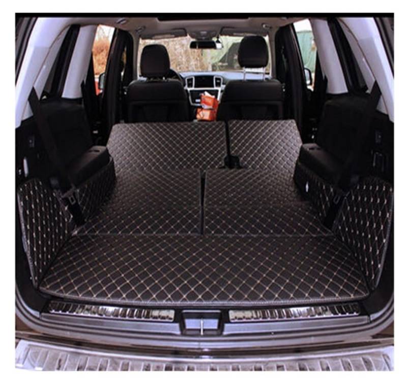 UEGVJIAS Kompatibel mit Benz für GLS 7 Sitze 2015-2023 Maßgefertigte Kofferraummatten Cargo Liner Matten wasserdichte Kofferraumteppiche Heckklappenmatte(Black beige) von UEGVJIAS