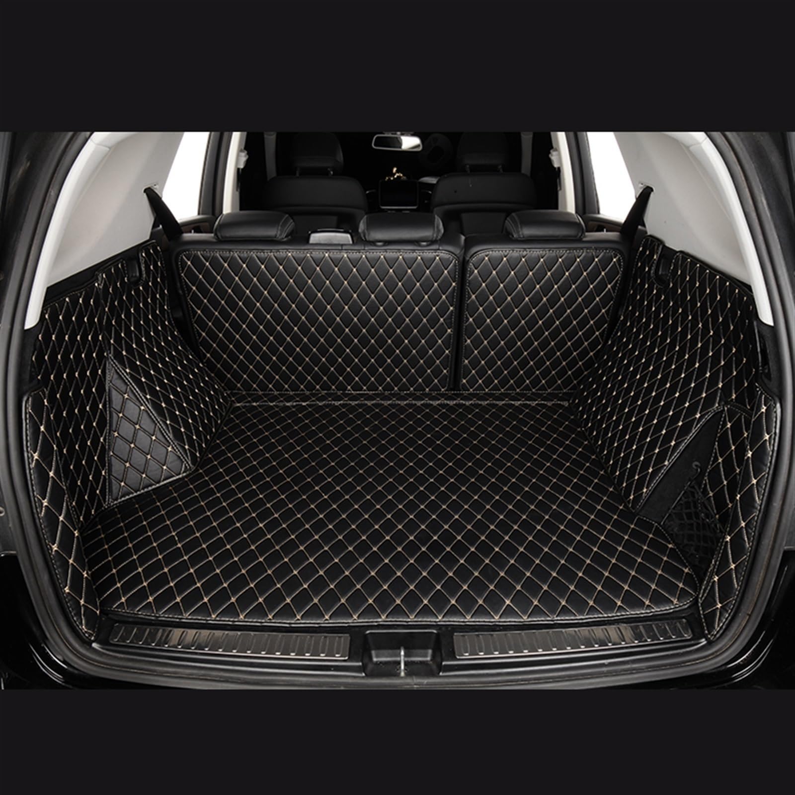 UEGVJIAS Kompatibel mit Etron für E-tron 2019 2020 2021 2022 2023 2024 Kofferraumteppich-Zubehör Cargo-Liner-Pads individuelle Kofferraummatte Heckklappenmatte(Black Beige) von UEGVJIAS