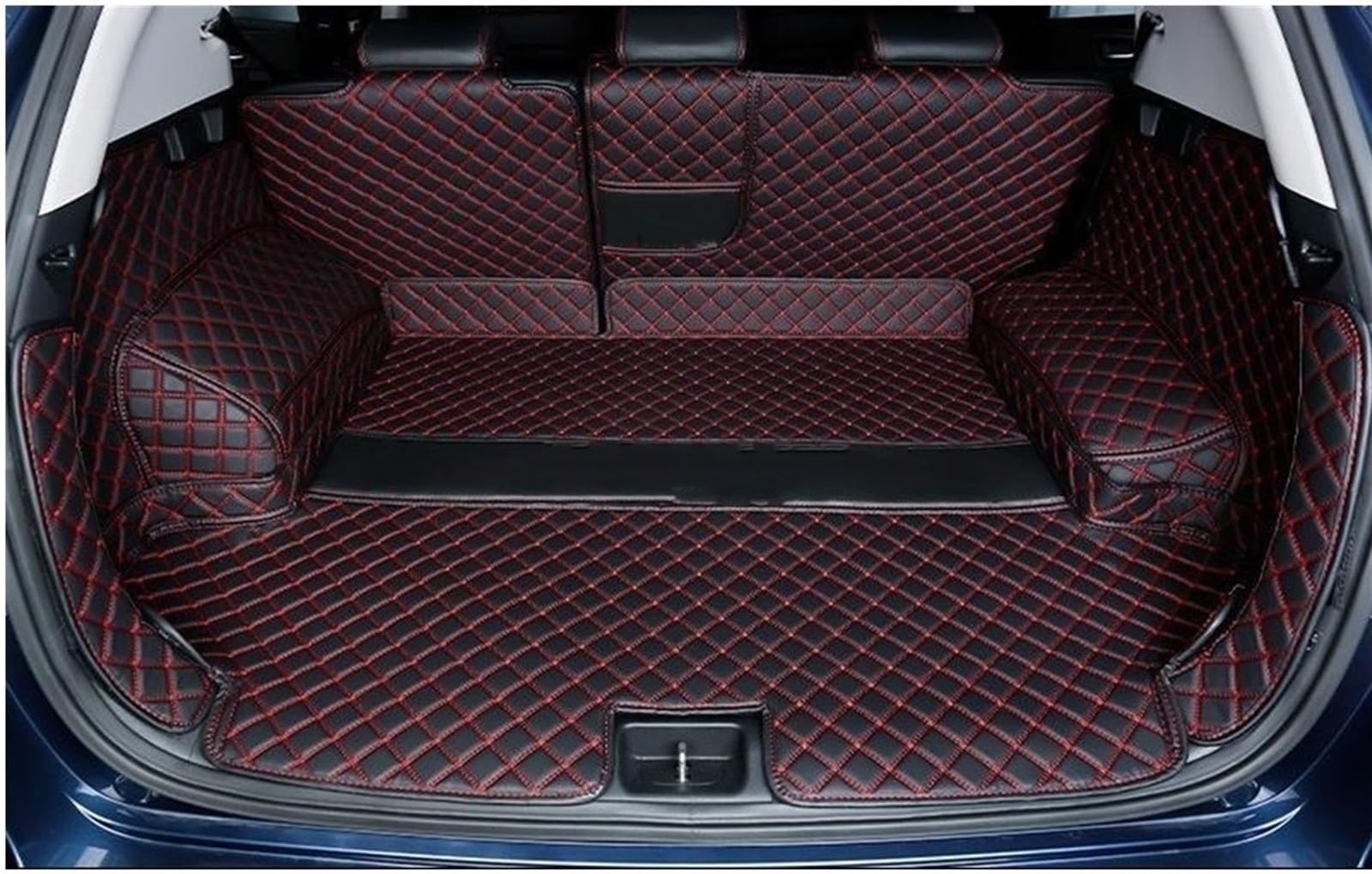 UEGVJIAS Kompatibel mit Hyundai für Tucson NX4 2021 2022, Kofferraummatte, wasserdichte Kofferraummatten, Schutzabdeckung, Innenzubehör Heckklappenmatte(Black Red,5 pcs) von UEGVJIAS