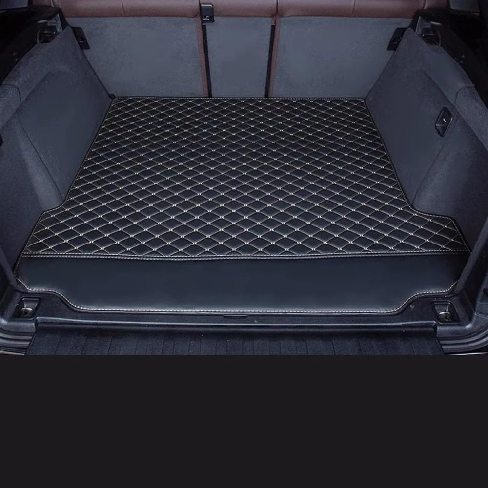 UEGVJIAS Kompatibel mit Range für Rover für Velar PU-Auto-Kofferraummatte, wasserdichte Fußmatten, Kofferraumteppiche, Cargo-Liner-Matte, wasserdicht Heckklappenmatte(Black Beige) von UEGVJIAS