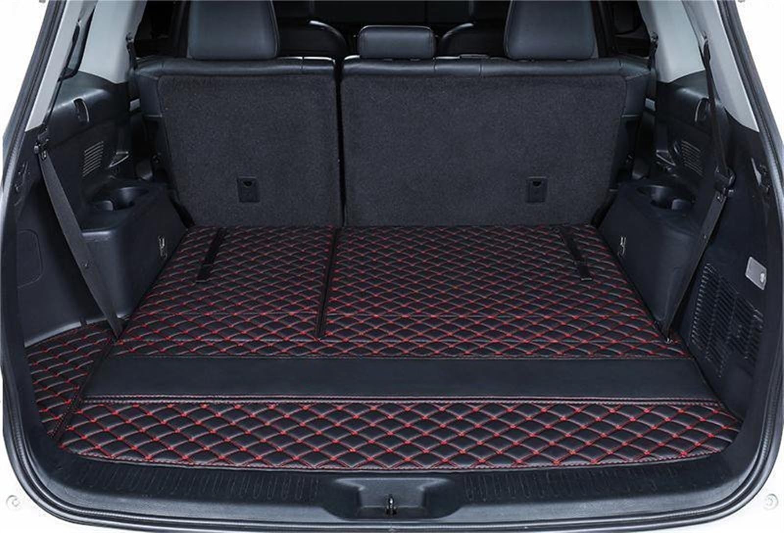 UEGVJIAS Kompatibel mit Toyota Für Highlander 2022 7 Sitze Kofferraum Matten Auto Liefert Teppiche wasserdichte Schutzhüllen Pads Accesorios Heckklappenmatte(Black Red) von UEGVJIAS