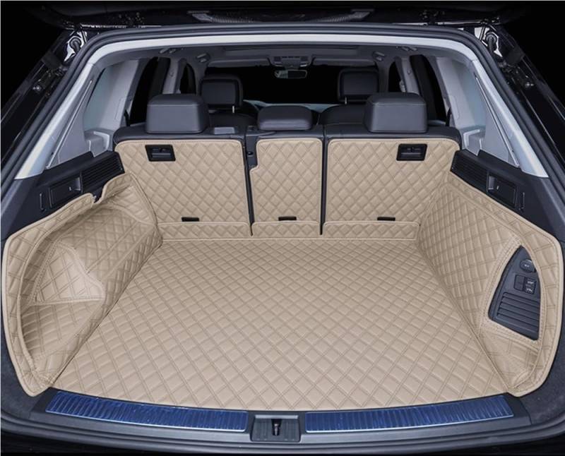 UEGVJIAS Kompatibel mit VW für Touareg 2019 2020 2021 Kofferraummatten Kofferraummatten Custom PU Accesorios Heckklappenmatte(Beige) von UEGVJIAS