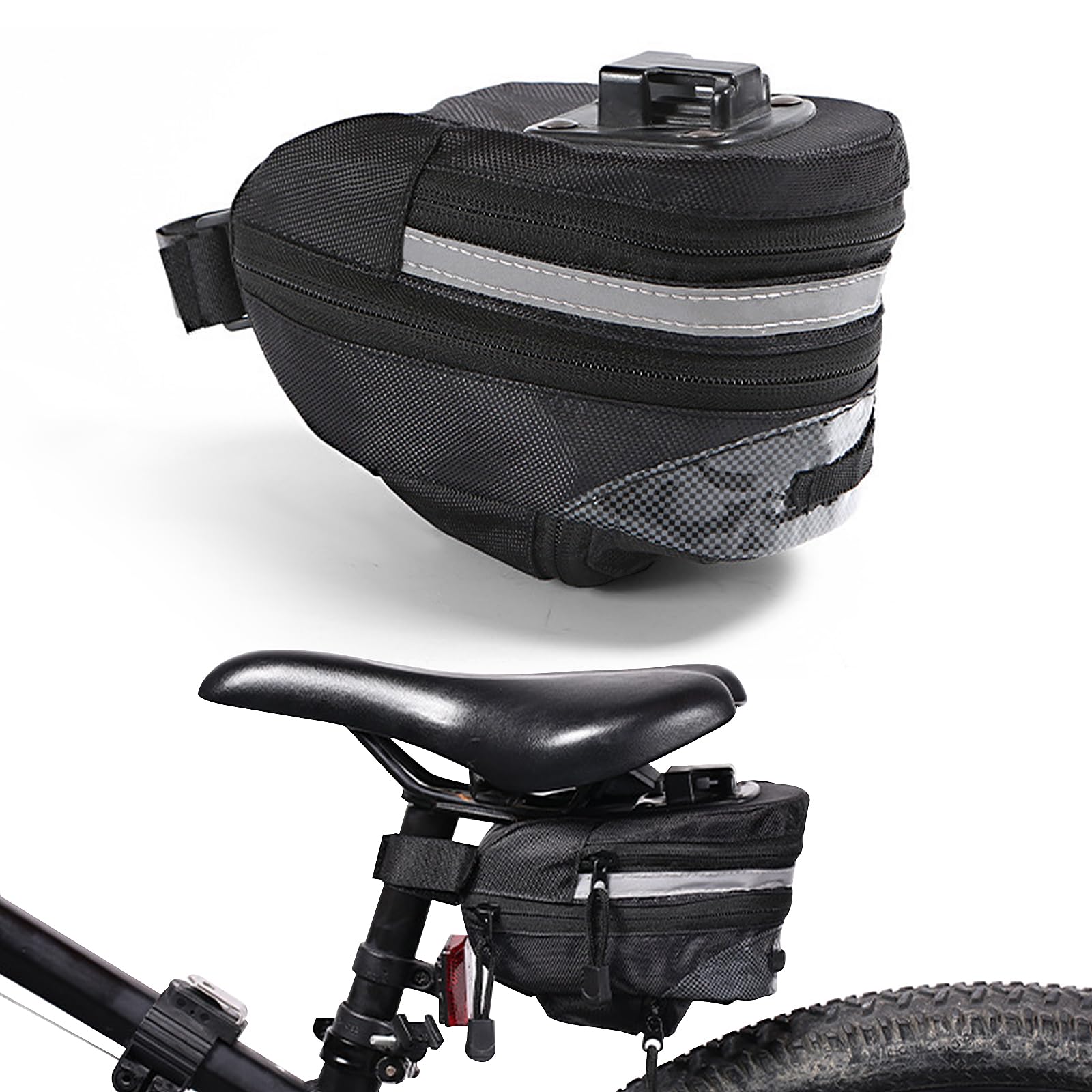 UEPOA Fahrrad Satteltaschen, Wasserdicht Rücksitztasche Rahmentasche mit Reflektierender Fahrradtasche Sattel Hecktasche Erweiterbare Rennrad Oberrohrtasche für Mountainbike Ebikes von UEPOA