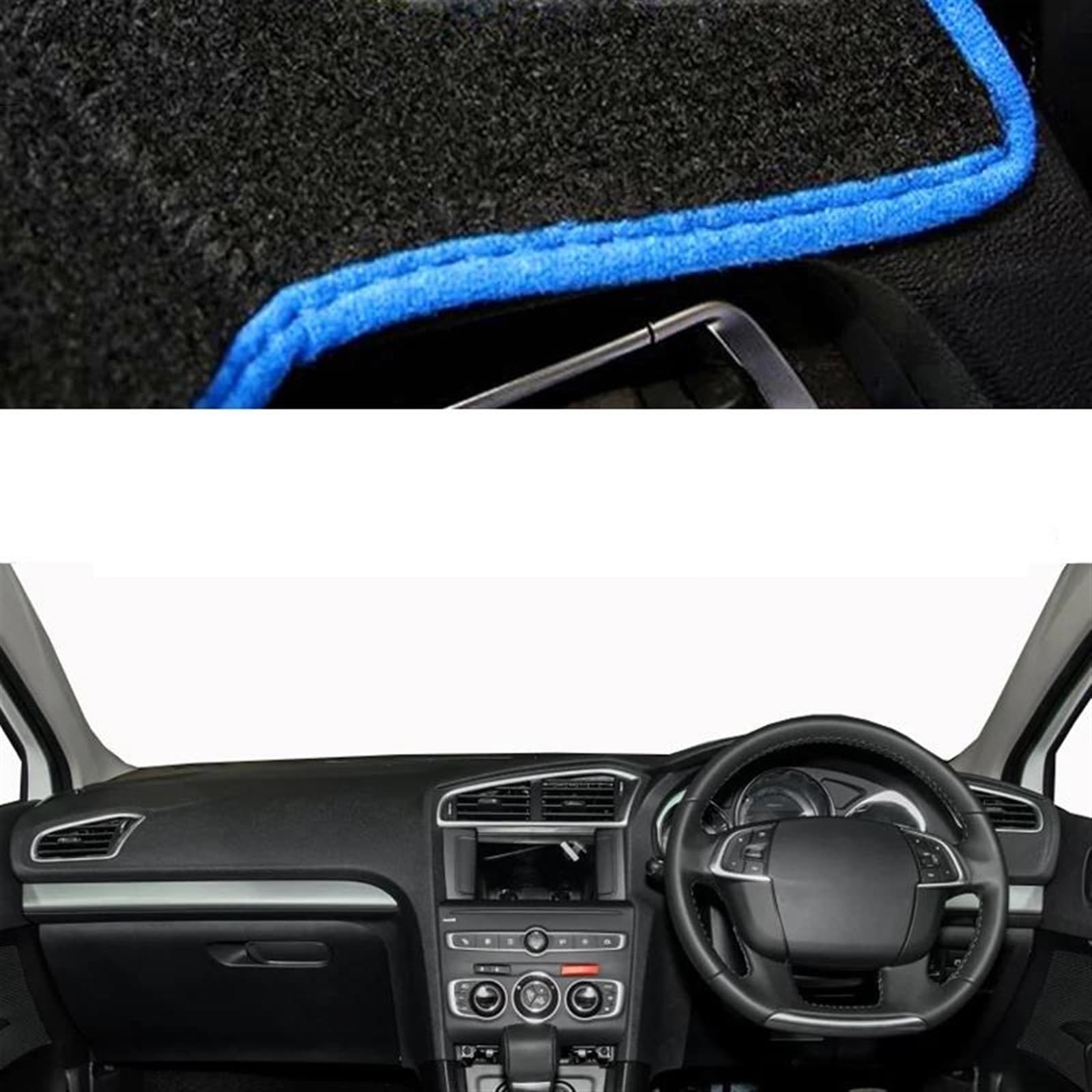 Auto Armaturenbrett Abdeckung Dash Matte Teppich Für Citroen Für C4 Für MK2 2011 2012 2013 2014 2015 2016 2017 2018 Armaturenbrett Abdeckung(Blue RHD) von UFITIDU