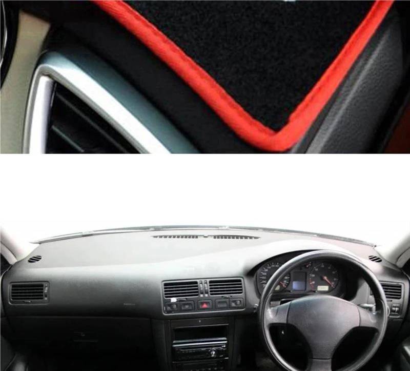 Auto Armaturenbrett Abdeckung Dash Matte Teppich Für VW Für Jetta Für A4 MK4 Für Bora 1998 1999 2000 2001 2002 2003 2004 2005 Armaturenbrett Abdeckung(Red RHD) von UFITIDU