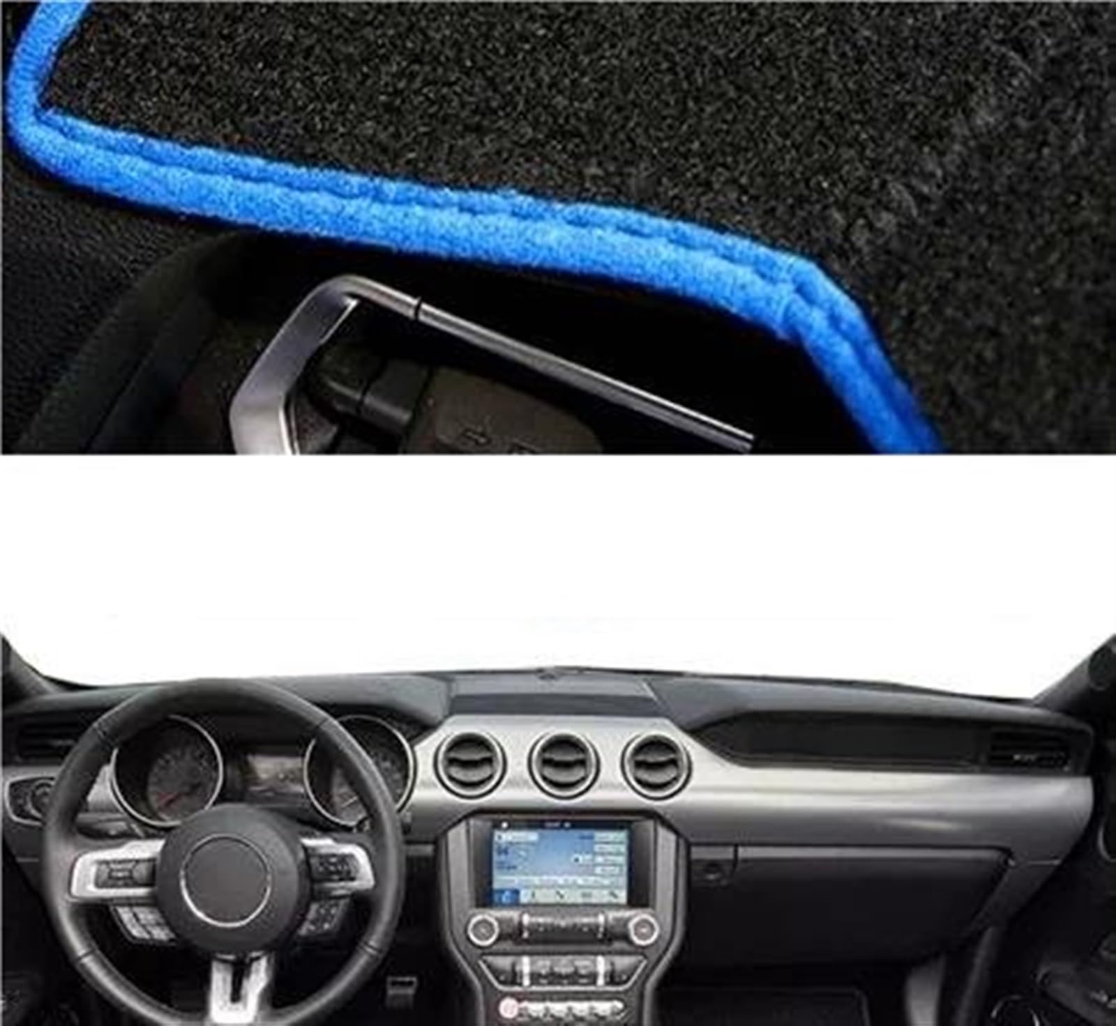 Auto Auto-Dashboard Abdeckung Dashmat Pad Teppich Für Ford Für Mustang 6th Gen 2015 2016 2017 2018 2019 RHD LHD Armaturenbrett Abdeckung(Blue LHD) von UFITIDU