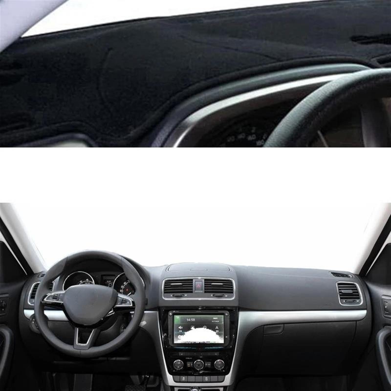 Auto Dashboard Abdeckung Dash Matte Teppich Für Skoda Für Yeti 2009 2010 2011 2012 2013 2014 2015 2016 2017 Sonnenschutz Dashmat Armaturenbrett Abdeckung(Black LHD) von UFITIDU