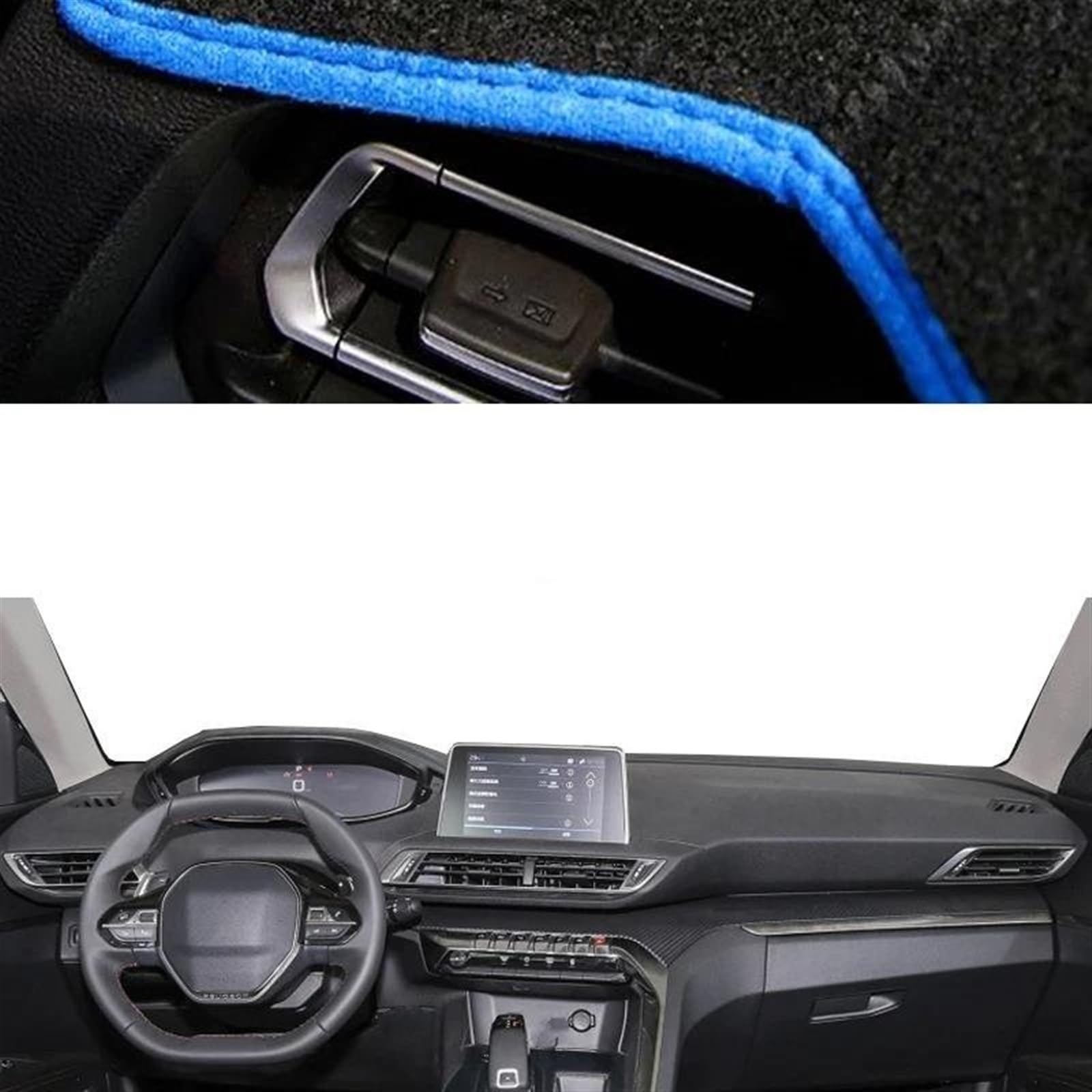 Auto Innere Dashboard Abdeckung Für Peugeot 3008 5008 2017 2018 2019 2020 Auto Dash Matte Teppich Sonnenschutz Dashmat Teppich Armaturenbrett Abdeckung(Blue LHD) von UFITIDU