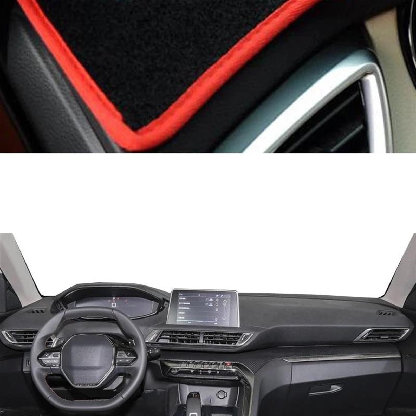 Auto Innere Dashboard Abdeckung Für Peugeot 3008 5008 2017 2018 2019 2020 Auto Dash Matte Teppich Sonnenschutz Dashmat Teppich Armaturenbrett Abdeckung(Red LHD) von UFITIDU