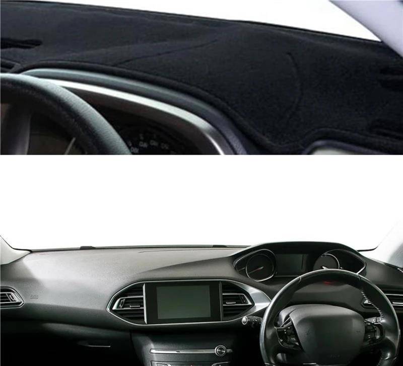 Auto Innere Dashboard Abdeckung Für Peugeot 308 308 SW 308 Für GTI 2014 2015 2016 2017 2018 2019 2020 Teppich Sonnenschutz Dashmat Armaturenbrett Abdeckung(Black RHD) von UFITIDU