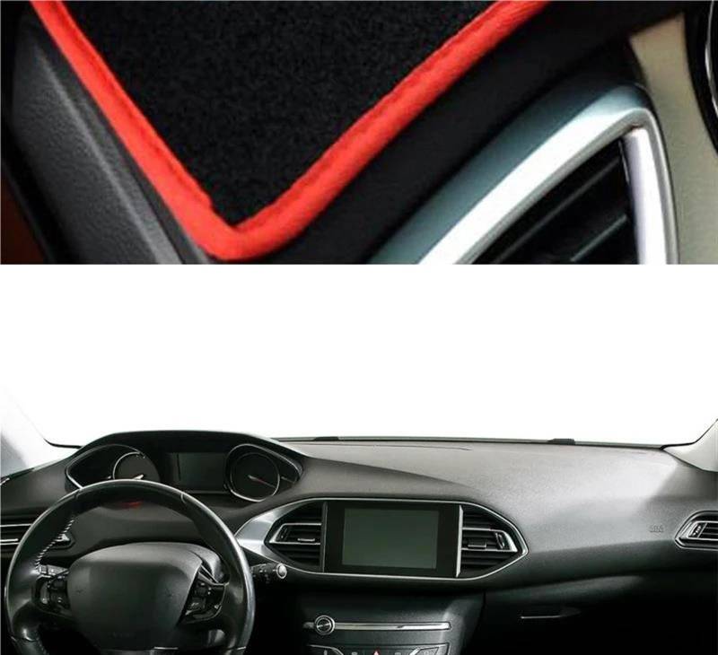 Auto Innere Dashboard Abdeckung Für Peugeot 308 308 SW 308 Für GTI 2014 2015 2016 2017 2018 2019 2020 Teppich Sonnenschutz Dashmat Armaturenbrett Abdeckung(Red LHD) von UFITIDU