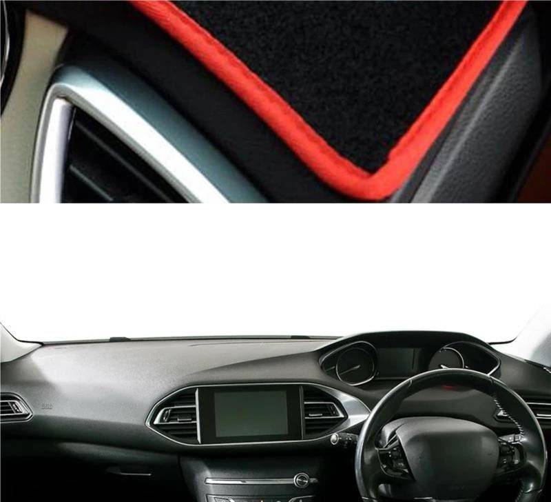 Auto Innere Dashboard Abdeckung Für Peugeot 308 308 SW 308 Für GTI 2014 2015 2016 2017 2018 2019 2020 Teppich Sonnenschutz Dashmat Armaturenbrett Abdeckung(Red RHD) von UFITIDU