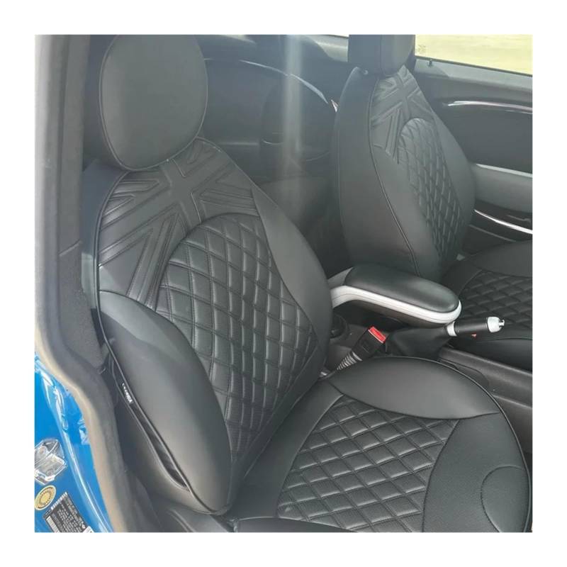 Auto Sitzbezug Für Mini Für Cooper R50 R53 FLIEßHECK R55 Für CLUBMAN R56 R57 R60 Für COUNTRYMAN Benutzerdefinierte Sitzbezug Schutz Kissen Auto Innen Zubehör Auto Schonbezüge(No side button,Schwarz) von UFITIDU