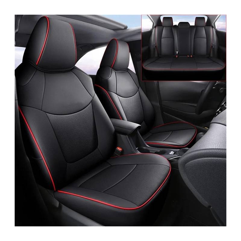 Auto Sitzbezug Für Select Für Toyota Für Corolla Für Cross 2021 2022 2023 2024 Custom Fit Autositzbezüge Leder Schutzhülle Sitzkissen Auto Zubehör Auto Schonbezüge(Gasoline,BLACK RED -01_2021) von UFITIDU