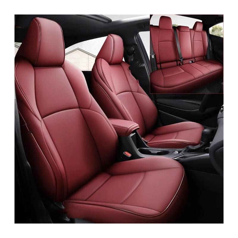 Auto Sitzbezug Für Toyota Für Select Für Corolla 2019 2020 2021 2024 Benutzerdefinierte Full Set Auto Sitz Abdeckung Innen Dekoration Wasserdicht Kunstleder Schwarz Auto Schonbezüge(Wine Red 2020-2021 von UFITIDU