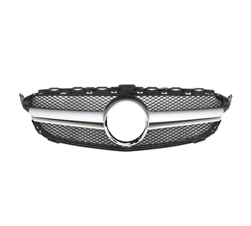 Front Kühlergrille Für Benz C-Klasse W205 2014-2018 Autozubehör Frontgrill Mittelnetz Grills Montage Rahmenabdeckung Dekorationsteile Frontgrill(No Camera Silver B) von UFITIDU