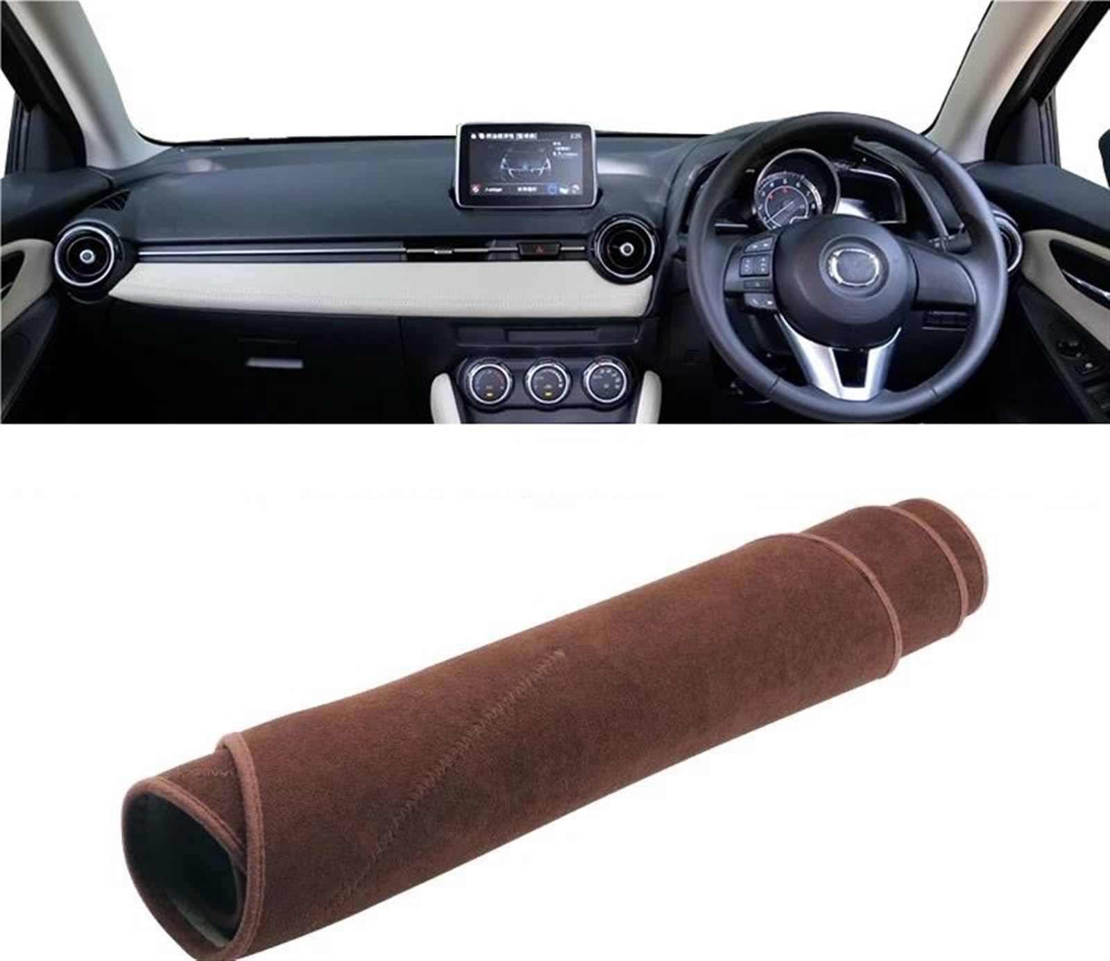 Für Mazda 2 DJ DL 2015 2016 2017 2018 2019 2020 2021 2022 2023 Armaturenbrett-Abdeckungsmatte, Rutschfester Instrumententeppich Armaturenbrett Abdeckung(B RHD Brown) von UFITIDU