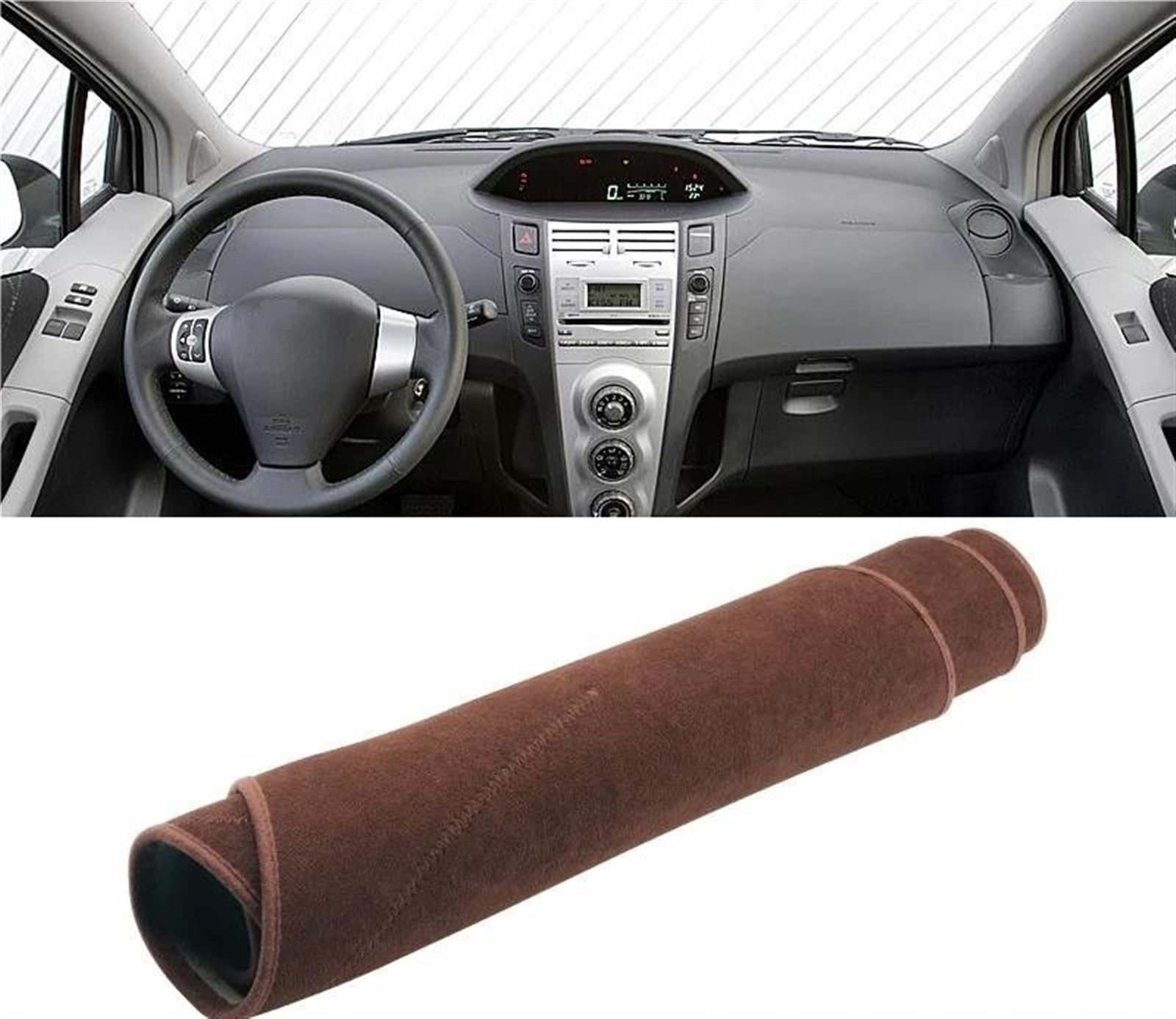 Für Toyota Für Yaris 2 XP90 Für Vitz 2006 2007 2008 2009 2010 2011 Auto Dashboard Abdeckung Matte Sonnenschutz Pad Teppiche Armaturenbrett Abdeckung(B LHD Brown) von UFITIDU