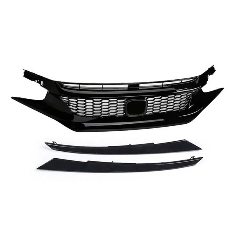 Kühlergrill Für Civic 10th Gen 2016-2021 Auto Grid Splitter Oberen Stoßfänger Haube Mesh Grills Außen Schwarz Front Grille Racing Grill Net Frontgrill(2021 Type 2) von UFITIDU