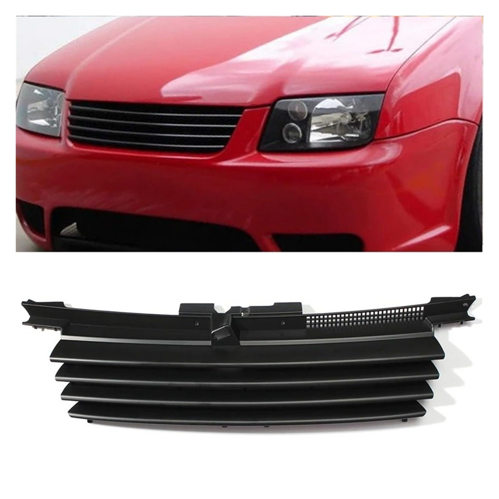 Kühlergrill Für VW Für Jetta Für Bora MK4 1999–2004 1J5853655C Schwarzer Autogrill – Mattschwarzer Auto-Fronthaubengrill Frontgrill von UFITIDU