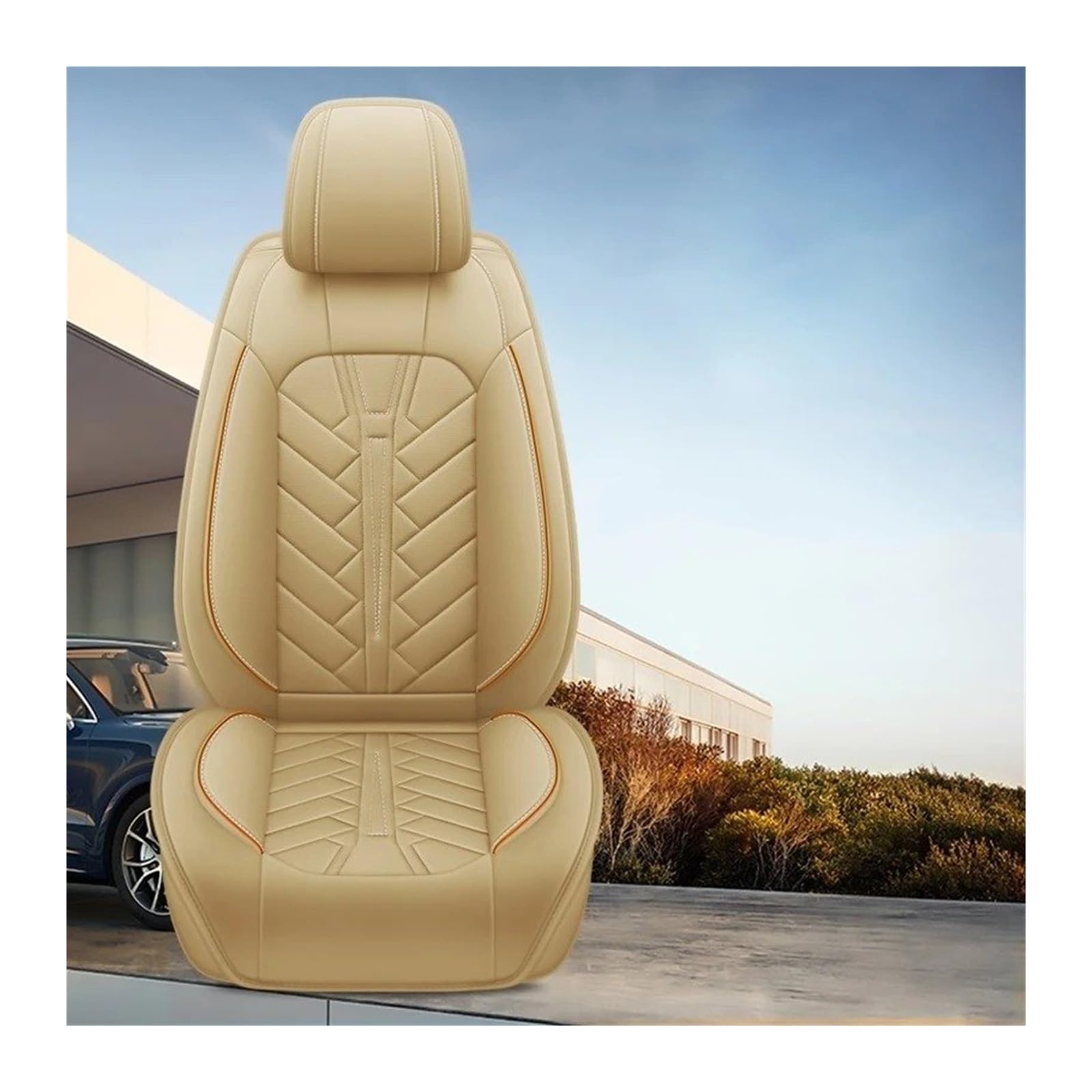 UFITIDU Auto Sitzbezug 1Sitz Für Benz Alle Modelle E-KLASSE W210 W212 W213 C207 C238 Autozubehör Interieur Leder Autositzbezüge Auto Schonbezüge(Warm Beige) von UFITIDU