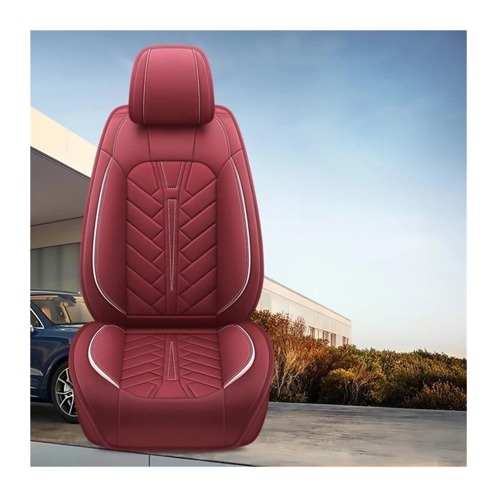 UFITIDU Auto Sitzbezug 1Sitz Für VW Alle Modelle Polo Für Touareg Amarok Caddy Für Passat Für Tiguan Für Golf Phaeton Autos Zubehör Autositzbezüge Auto Schonbezüge(Wine Red) von UFITIDU