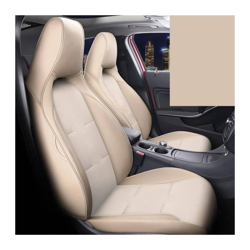 UFITIDU Auto Sitzbezug 360 Grad Für Benz Für GLA 200 Für CLA 200 260 Leder 5 Sitze Komplettset Custom Fit Autositzbezug Zubehör Auto Schonbezüge(Beige) von UFITIDU