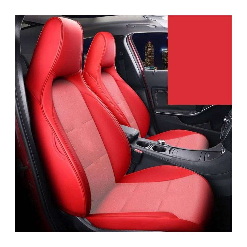 UFITIDU Auto Sitzbezug 360 Grad Für Benz Für GLA 200 Für CLA 200 260 Leder 5 Sitze Komplettset Custom Fit Autositzbezug Zubehör Auto Schonbezüge(Rot) von UFITIDU