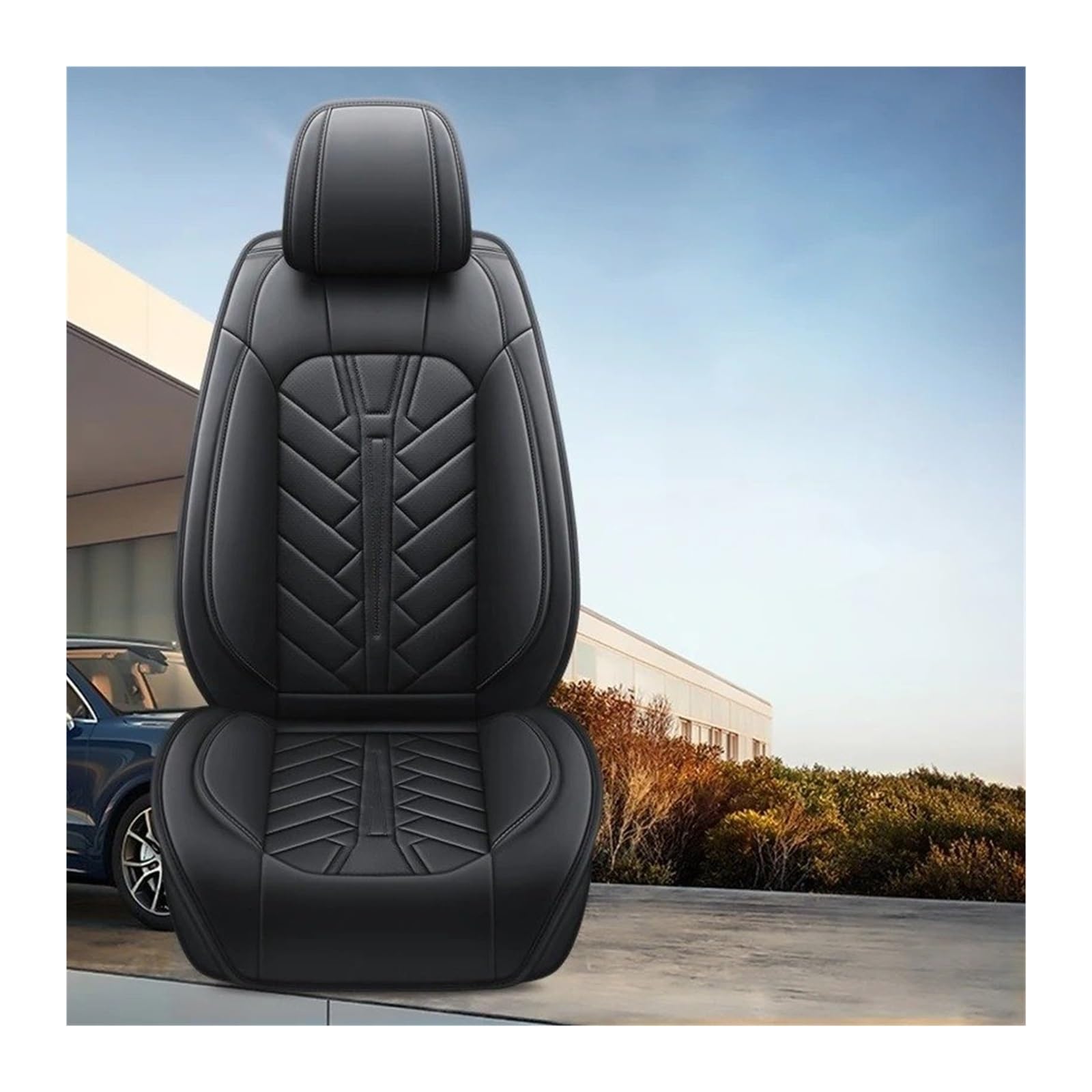 UFITIDU Auto Sitzbezug Autositzbezüge 1 Sitz Für Benz Universal Leder Autozubehör Innenausstattung Auto Schonbezüge(All Black) von UFITIDU