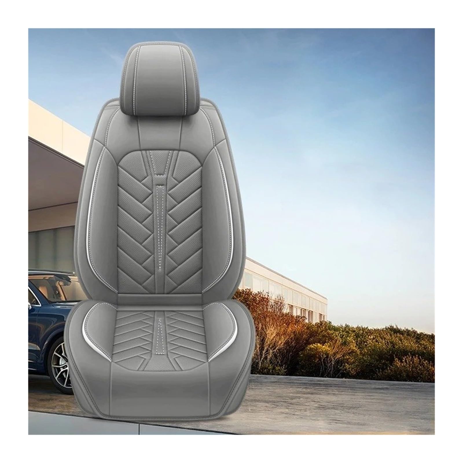 UFITIDU Auto Sitzbezug Autositzbezüge 1 Sitz Für Benz Universal Leder Autozubehör Innenausstattung Auto Schonbezüge(Elegant Grey) von UFITIDU