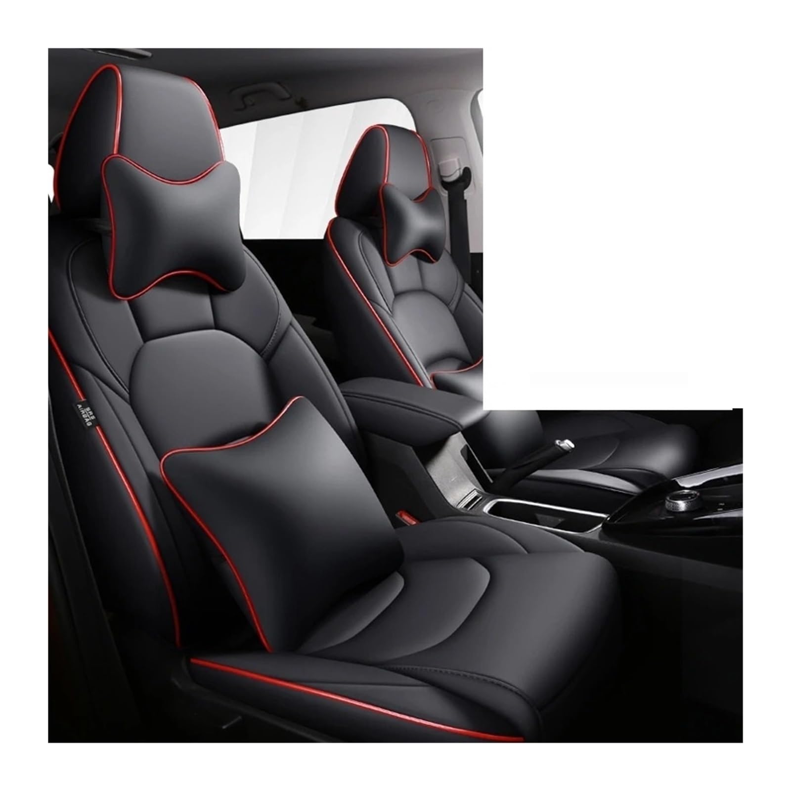 UFITIDU Auto Sitzbezug Autositzbezug Für Alle Modelle 911 Für Panamera Für Cayman Für Cayenne Custom Full Coverage Leder Auto-Innenausstattung Auto Schonbezüge(Add Pillow Black red) von UFITIDU