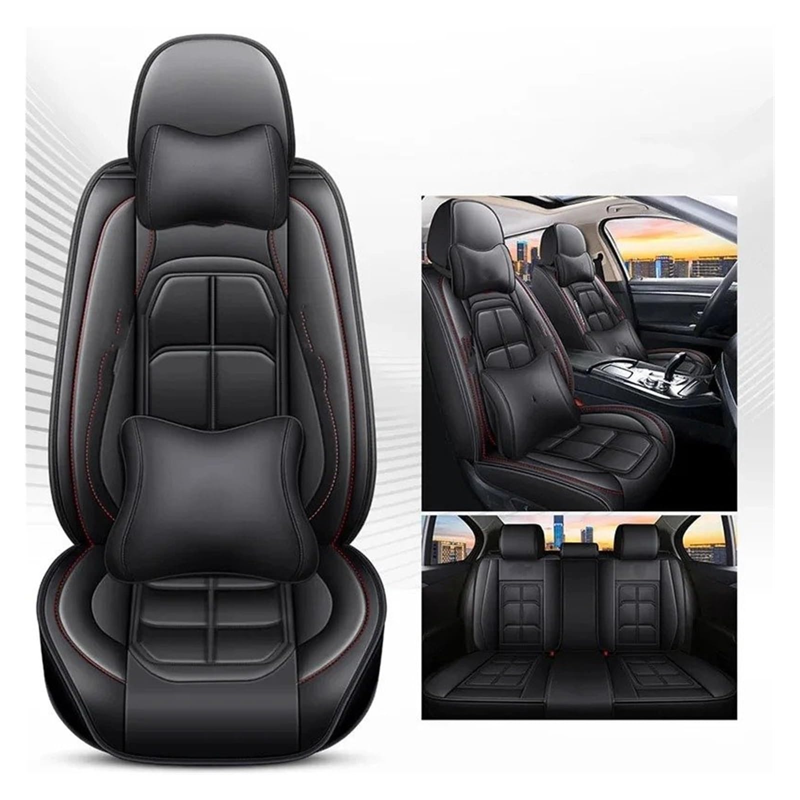 UFITIDU Auto Sitzbezug Autositzbezug Für DS Alle Modelle DS-5 DS-6 DS-5LS Allgemeines Leder, Auto-Styling, Autozubehör, Auto-Styling-Autozubehör Auto Schonbezüge(Black Pillow) von UFITIDU