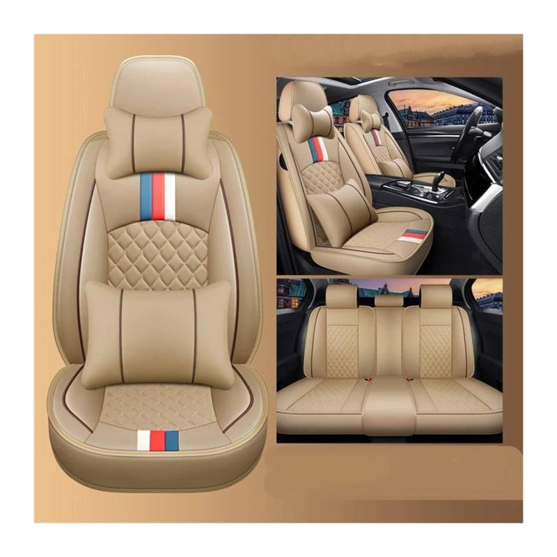 UFITIDU Auto Sitzbezug Autositzbezug Für Land Für Rover Alle Molle Für Rover Für Range Evoque Sport Freelanr Allgemeines Ler-Styling Autozubehör Auto Schonbezüge(Beige Pillow) von UFITIDU