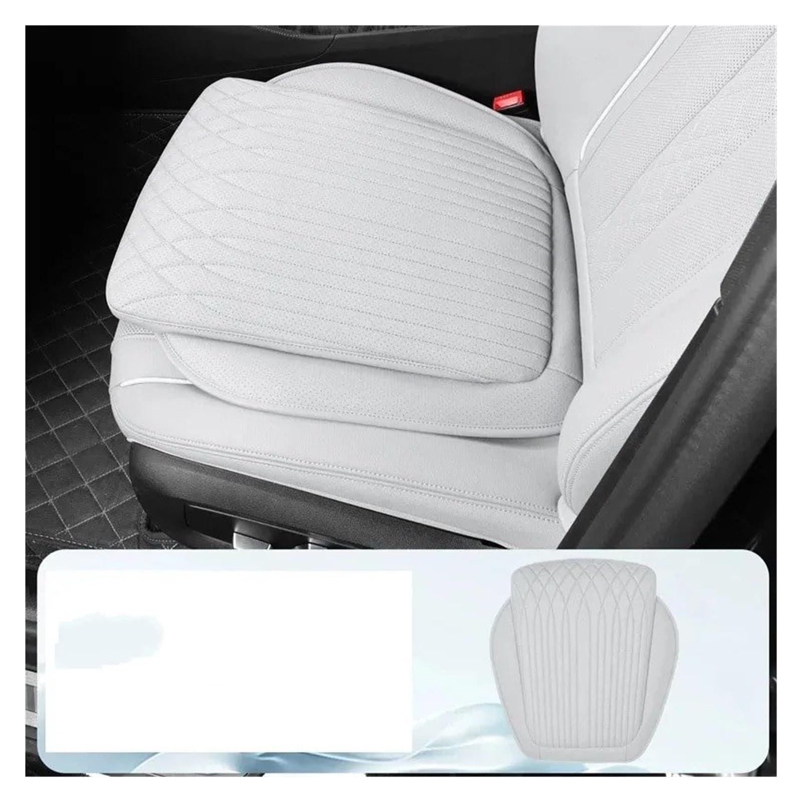 UFITIDU Auto Sitzbezug Autositzkissen Leder Nutzfahrzeug Rutschfestes Stützpolster Universal High Rebound Schwamm Sitzbezug 54 cm Atmungsaktiv Auto Schonbezüge(Front Row - White) von UFITIDU