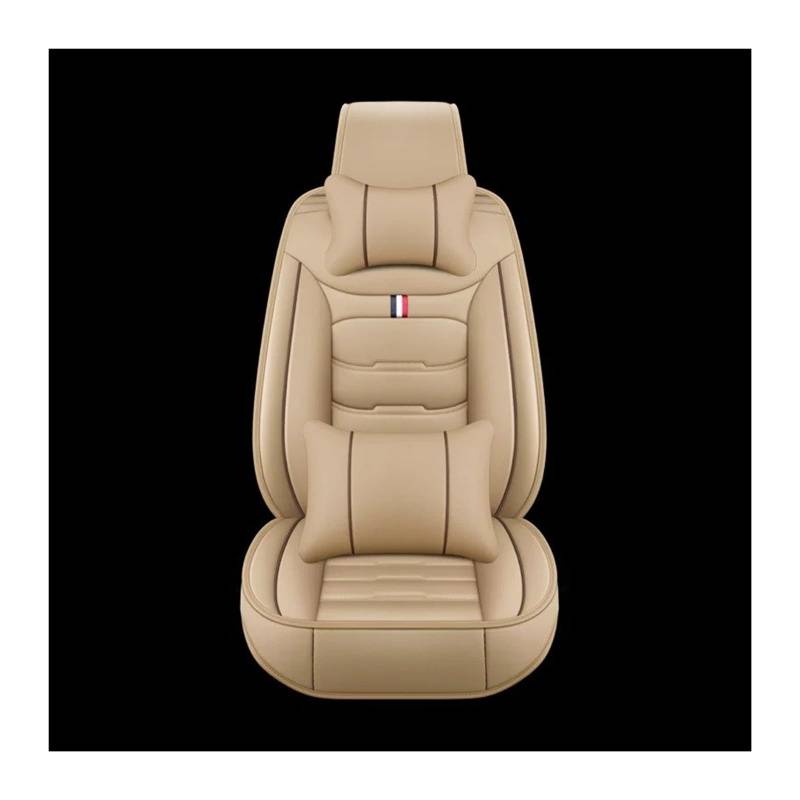 UFITIDU Auto Sitzbezug Autozubehör Für Alle Modelle Für Captur Für Logan Für Kadjar Trafic Für Scenic Armlehne Megane Leder-Autositzbezug Auto Schonbezüge(1 seat Beige Pillow) von UFITIDU