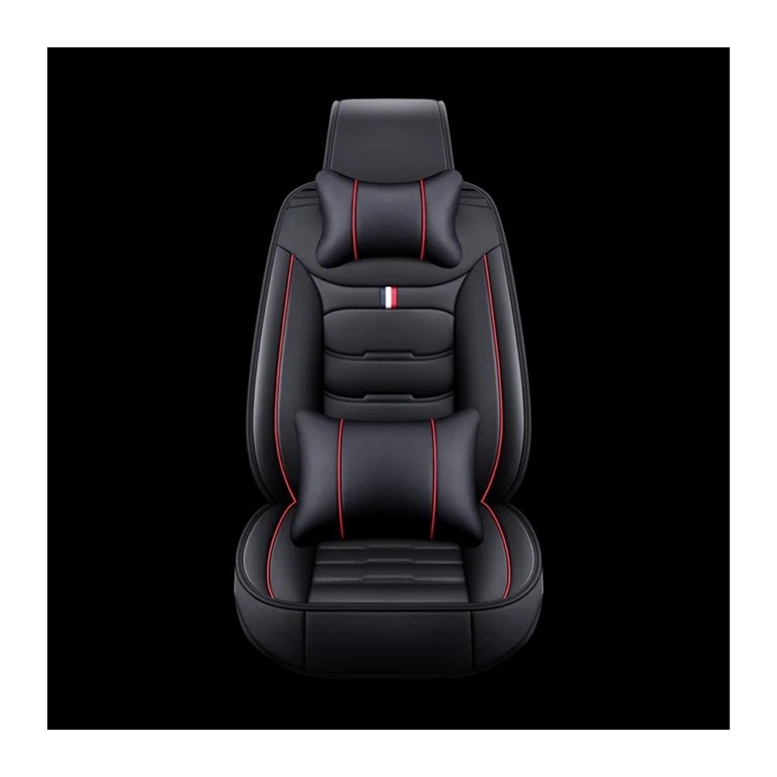 UFITIDU Auto Sitzbezug Autozubehör Für Alle Modelle Für Captur Für Logan Für Kadjar Trafic Für Scenic Armlehne Megane Leder-Autositzbezug Auto Schonbezüge(1 seat Black Red 2) von UFITIDU