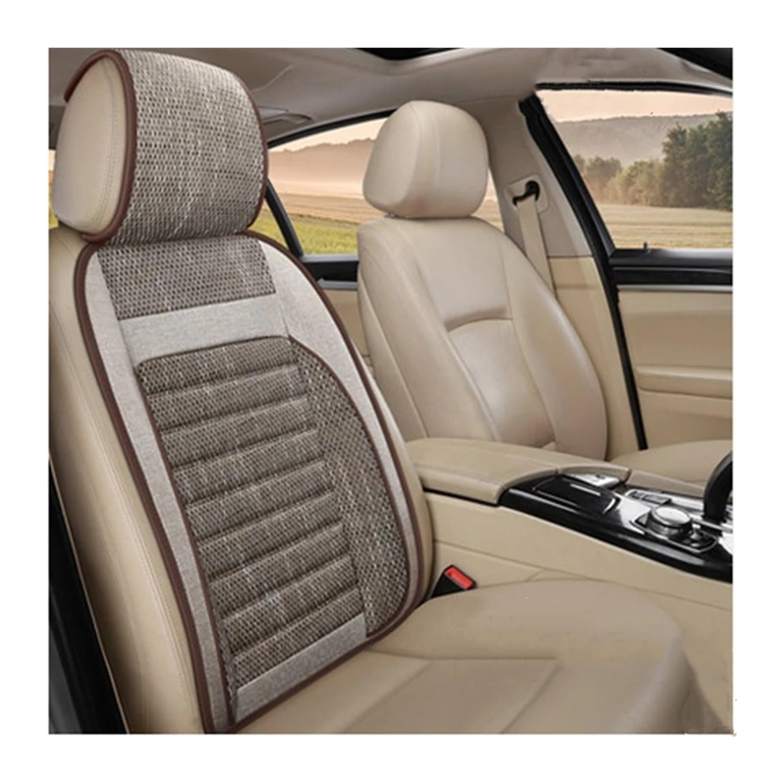 UFITIDU Auto Sitzbezug Four Seasons Universal-Autositzkissen, Autofront, Autoform, Innenzubehör, Sitzbezug, Autositzkissen, Autositzschutz Auto Schonbezüge(Beige 1 Pcs) von UFITIDU