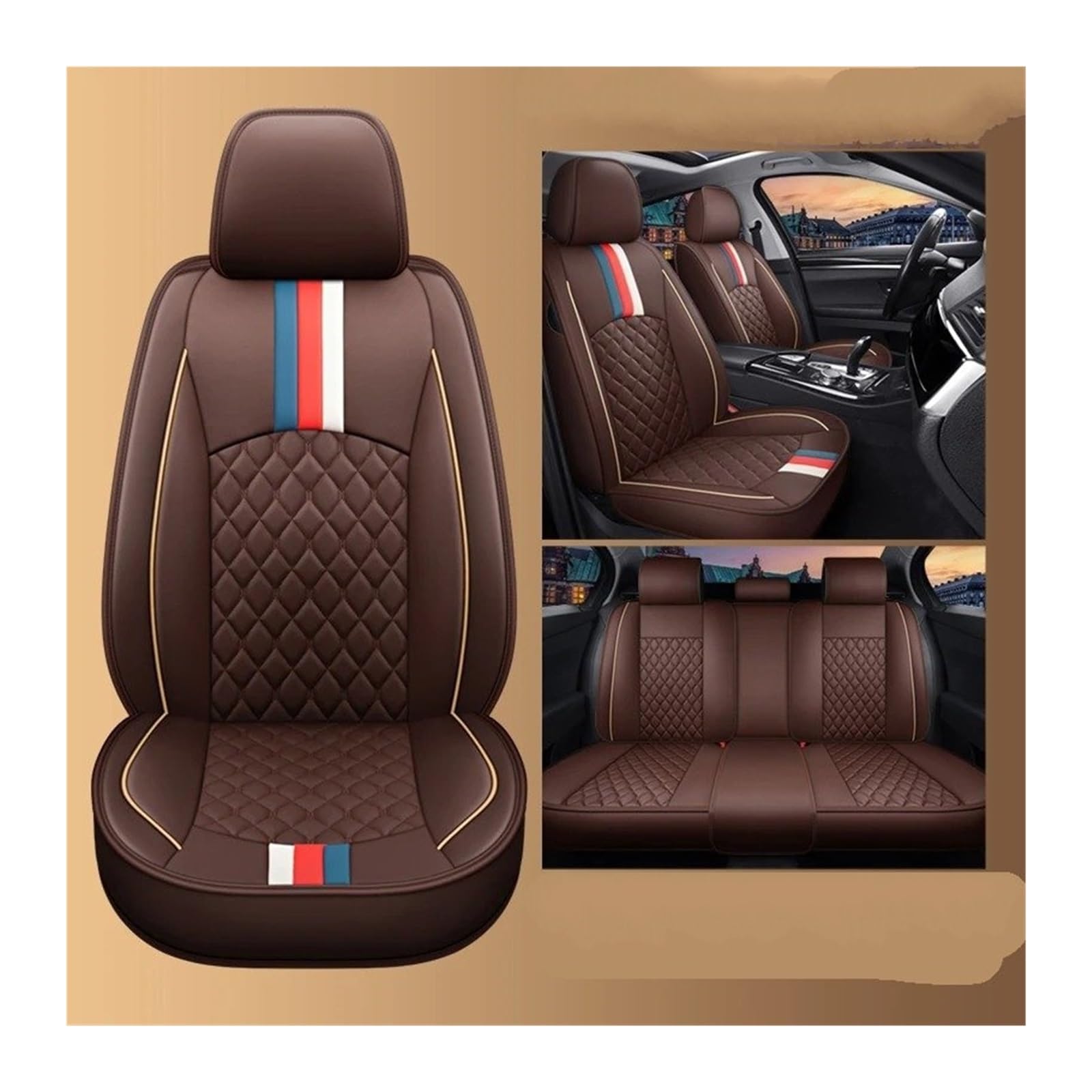 UFITIDU Auto Sitzbezug Für Alle Medels Für X3 Für X1 Für X4 Für X5 Für X6 Z4 525 520 F30 F10 E46 E90 Auto-Styling Allgemeine Leder Auto Sitz Abdeckung Zubehör Auto Schonbezüge(Coffee) von UFITIDU