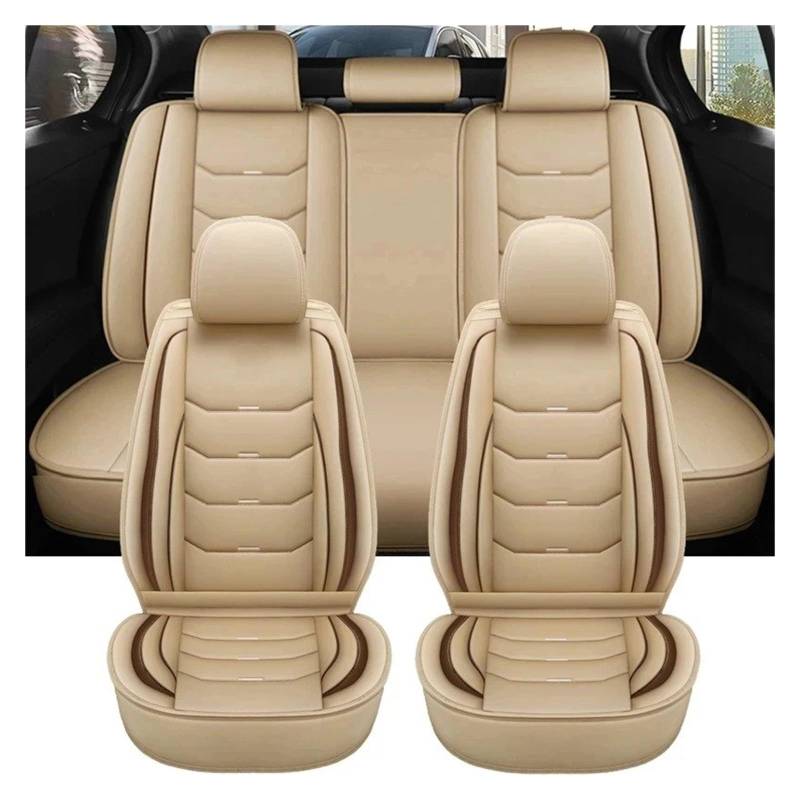 UFITIDU Auto Sitzbezug Für Alle Molle Für Captur Für Logan Für Kadjar Trafic Für Scenic Armlehne Auto-Styling Universal-Ler-Autositzbezug Auto Schonbezüge(Beige) von UFITIDU