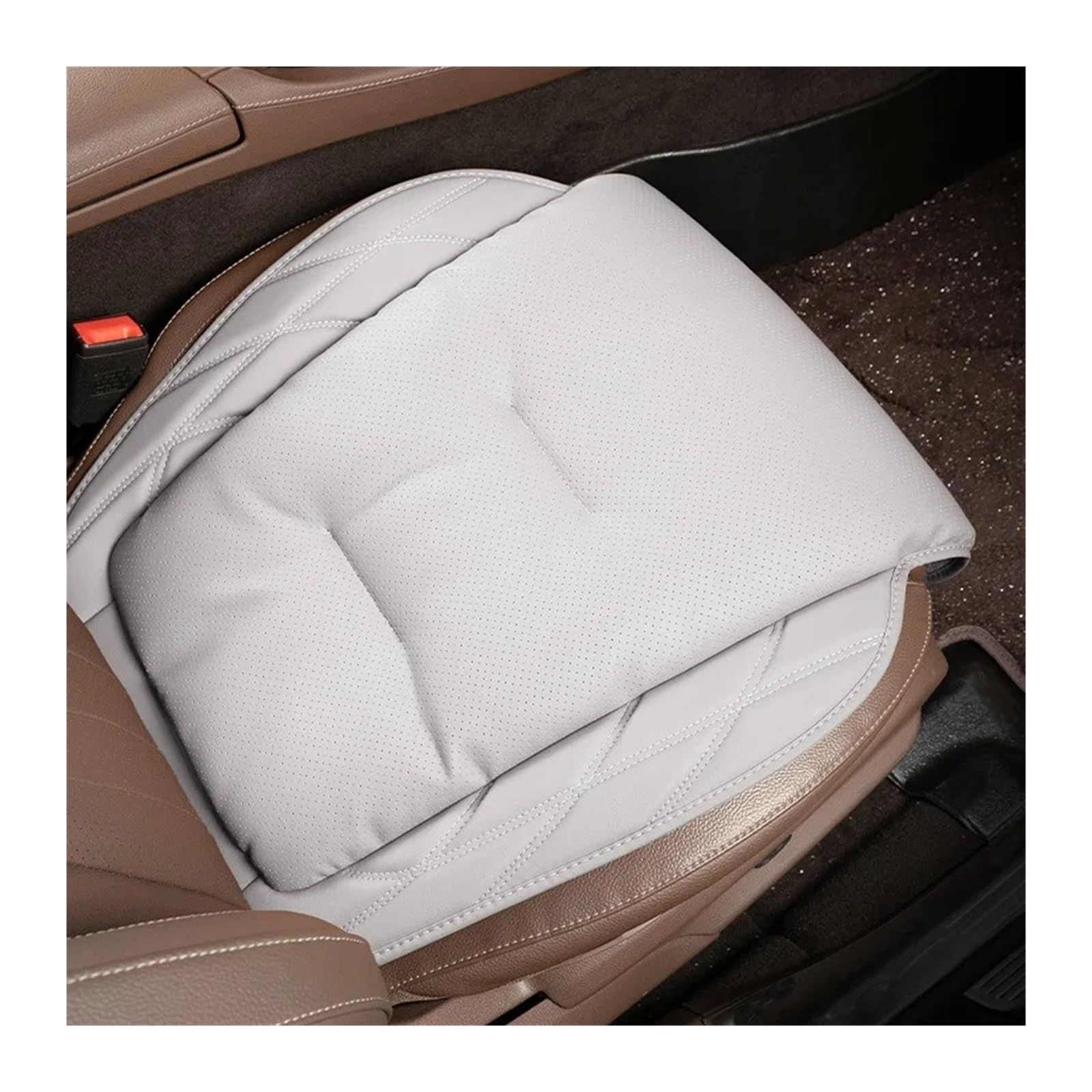 UFITIDU Auto Sitzbezug Für Autositzkissen Hauptfahrer Universal Vierjahreszeiten-Sitzkissen Passende Sitzbezüge Leder Auto Schonbezüge(Cushion-Grey) von UFITIDU