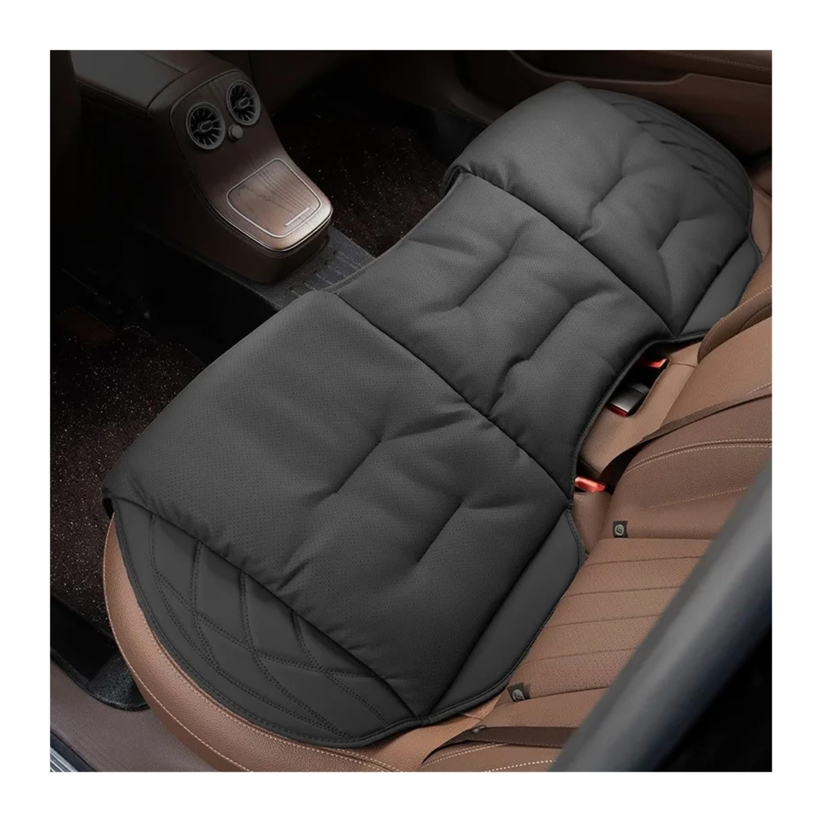 UFITIDU Auto Sitzbezug Für Autositzkissen Hauptfahrer Universal Vierjahreszeiten-Sitzkissen Passende Sitzbezüge Leder Auto Schonbezüge(Rear Seat-Black) von UFITIDU