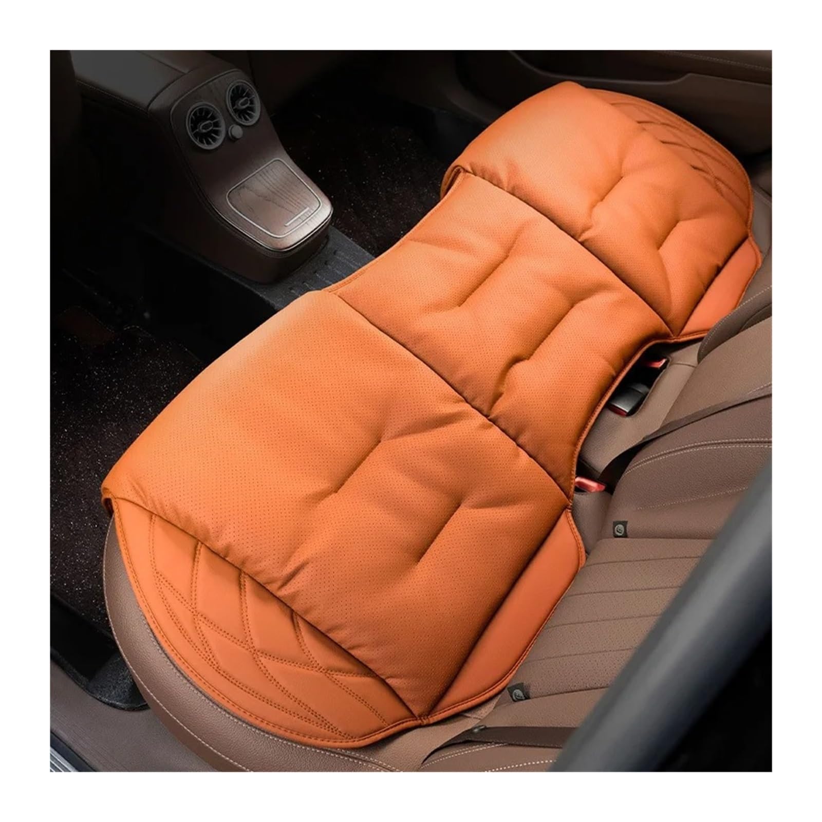 UFITIDU Auto Sitzbezug Für Autositzkissen Hauptfahrer Universal Vierjahreszeiten-Sitzkissen Passende Sitzbezüge Leder Auto Schonbezüge(Rear Seat-Orange) von UFITIDU