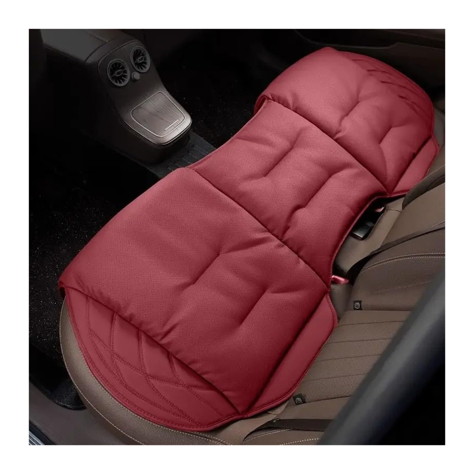 UFITIDU Auto Sitzbezug Für Autositzkissen Hauptfahrer Universal Vierjahreszeiten-Sitzkissen Passende Sitzbezüge Leder Auto Schonbezüge(Rear Seat-Red) von UFITIDU