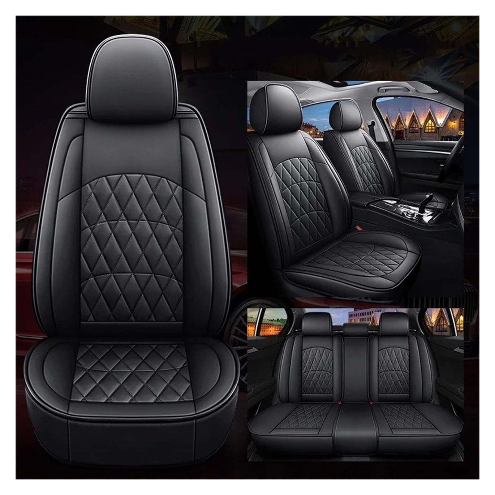 UFITIDU Auto Sitzbezug Für Benz A W177 W169 W176 B W245 W246 Autozubehör Innendetails Sitzschutz Universal Style Autositzbezug Auto Schonbezüge(Black 5 Seats1) von UFITIDU