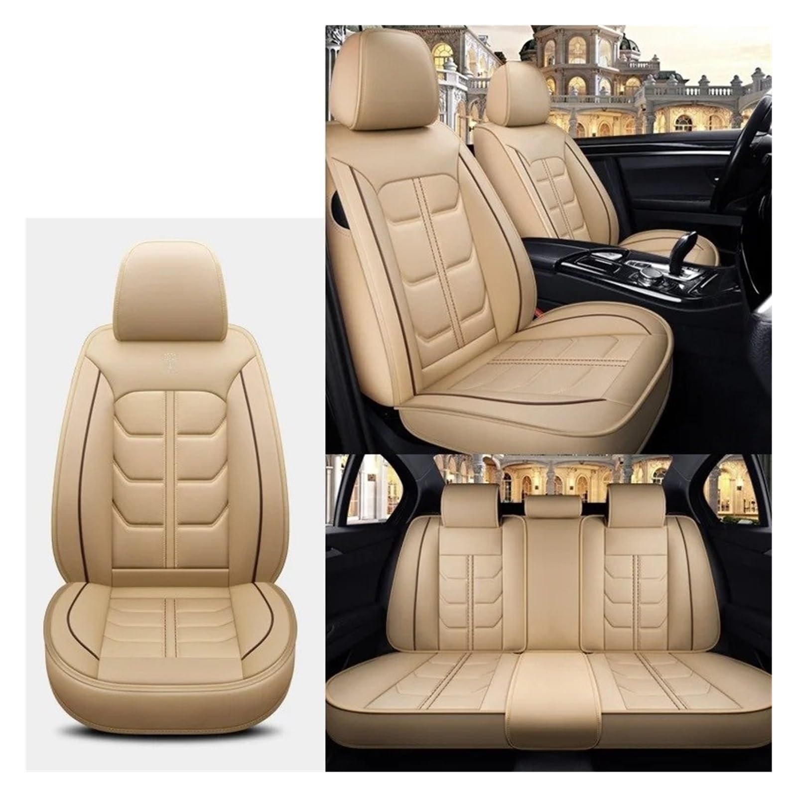 UFITIDU Auto Sitzbezug Für CRV Universal Style 3D Autositzbezüge Innenausstattung Sitzschoner Auto Schonbezüge(Begie 5 seats1) von UFITIDU