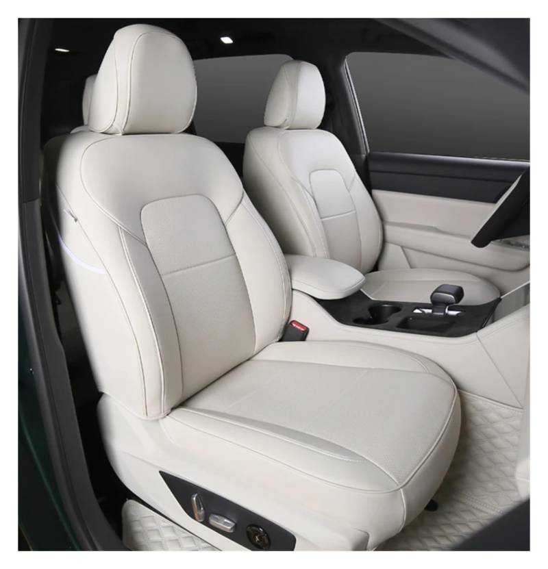 UFITIDU Auto Sitzbezug Für Cadillac Für Escalade Custom Fit Autositzbezug Komplettset Auto Schonbezüge(3 Rows 6-8 Seats,Ivory White) von UFITIDU