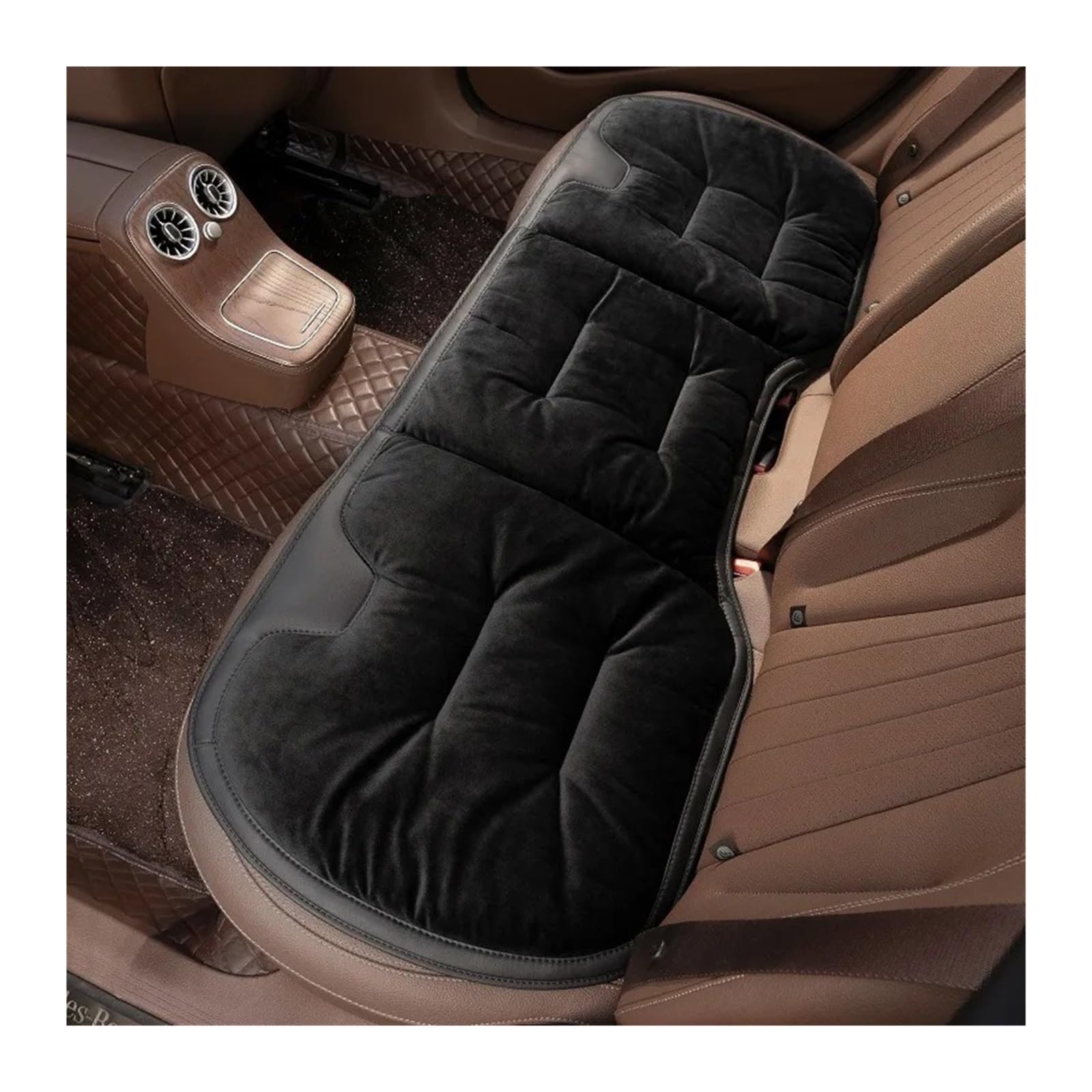 UFITIDU Auto Sitzbezug Für E36 E60 E90 Für X2 Für X1 Für X3 Für X5 E46 E39 E70 Für M3 Flanell Auto Sitzkissen Winter Warme Anti Slip Hinten Sitz Weiche Pad Auto Schonbezüge(1PC Black H) von UFITIDU