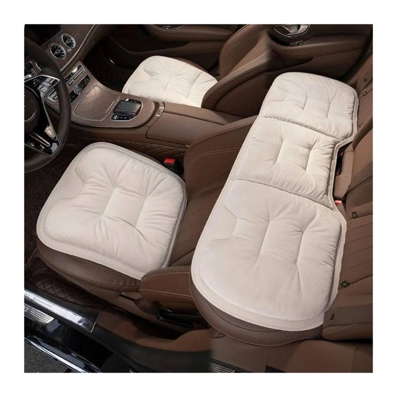 UFITIDU Auto Sitzbezug Für E36 E60 E90 Für X2 Für X1 Für X3 Für X5 E46 E39 E70 Für M3 Flanell Auto Sitzkissen Winter Warme Anti Slip Hinten Sitz Weiche Pad Auto Schonbezüge(3PC Beige) von UFITIDU