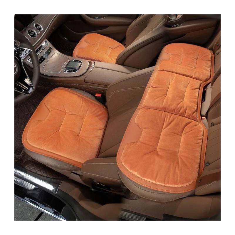 UFITIDU Auto Sitzbezug Für E36 E60 E90 Für X2 Für X1 Für X3 Für X5 E46 E39 E70 Für M3 Flanell Auto Sitzkissen Winter Warme Anti Slip Hinten Sitz Weiche Pad Auto Schonbezüge(3PC Orange) von UFITIDU