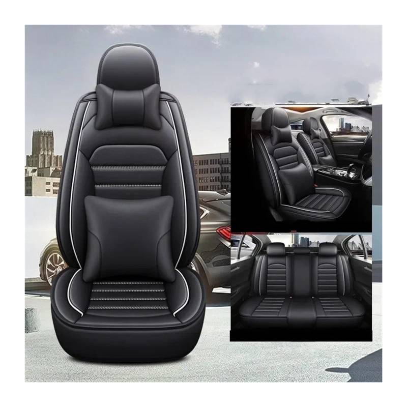 UFITIDU Auto Sitzbezug Für Ford Fiesta Fusion Für Mondeo Taurus Für Mustang Territory Kuga Für F 150 Universal Stil 3D Auto Sitz Abdeckung Innen Zubehör Auto Schonbezüge(Black White 5 Seat) von UFITIDU